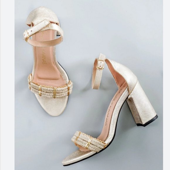 KAANAS Leather Ankle Strap Heel Sandals - Picture 2 of 10